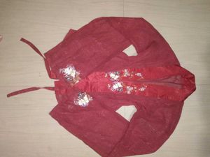 Elegant Red Embroidered top