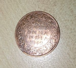 🇮🇳British India Coin One Quarter Anna1942🇮🇳