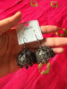 Black Polish Oxidized Necklace with Earring