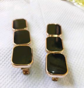 Chic Black Rectangle Drop Earrings