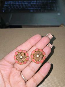 floral peach colour earrings
