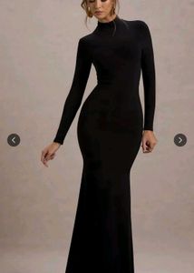 Elegant Black Long Sleeve Maxi Dress