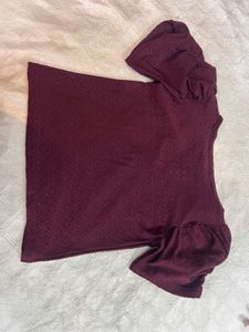 cute Korean crop top with puff sleeves