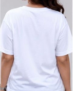 : Women White Round Neck Printed Corset T-Shirt |