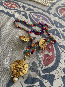 Boho Beaded Necklace and Earring Set