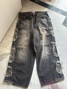 Y2K Charcoal Washed Ripped Cargo Baggy pants