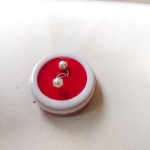 Pure Silver Pearl Nose And Ear Earings 1 Pair