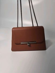 Brown Crossbody Bag with Chain Strap
