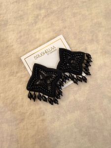 Black Beaded Earrings 🖤