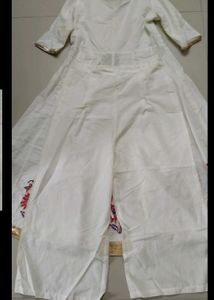 Elegant Off White Kurta Trousers Set