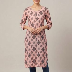 Stylish Peach Printed Kurta