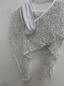 Shein White Lace Overlay Crop Top