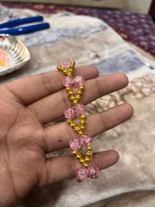 Pink & Gold heart Beaded Bracelet