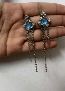 Alt Grunge Opalite Chain Drop Earrings