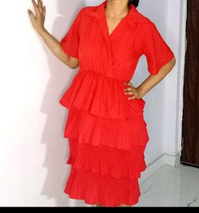 Doll Like Beautiful Bright Red Tier Dress