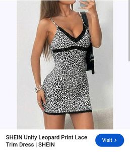 SHEIN Leopard Print Slip with Lace Trim