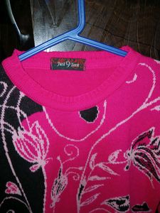 Vibrant longline knit Floral Print Sweater