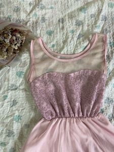 Dreamy Pink Sheer Overlay Dress