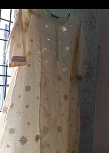 Elegant Beige Kurta with Gold Detail