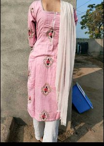 Pink Embroidered Kurta Set