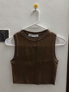 Zara Brown Knit Vest Top