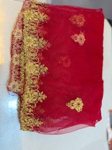 Red Embellished Dupatta for lehenga or dress