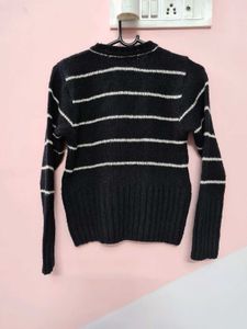 Striped V-Neck Knit Sweater