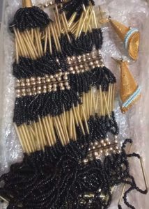 Elegant Black & Gold Beaded Jewellery Set