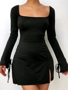 Black Bell Sleeve Mini Dress