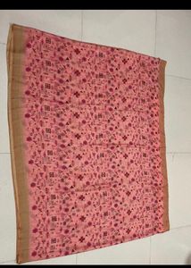Pretty Peachy Pink Saree With Unstictched Blouse Material