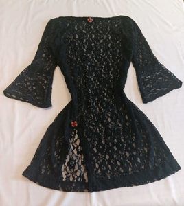 Y2K Black lace kurti cum dress