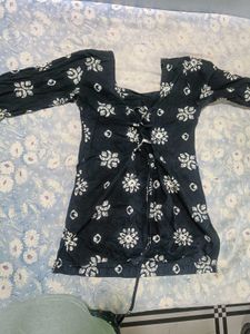 Stylish Black Kurta with White Print