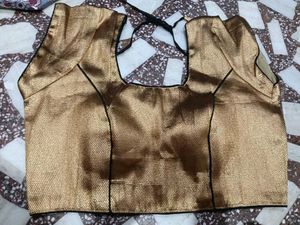 Golden Readymade Saree Blouse
