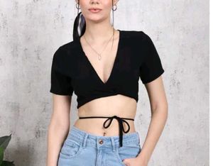 Black wrap Crop Top