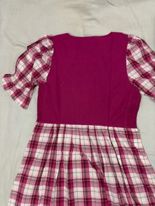 Chic Pink Plaid Button-Up Dress