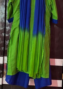 Green &amp; Blue Embroidered Kurti Set