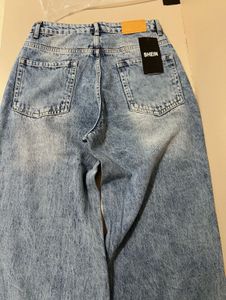 Washed Blue Wide Leg Jeans