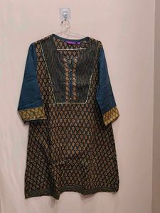 Elegant Teal and Gold Printed Kurta