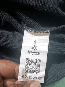 Men's Black Sweatshirt with Patterned Sleeves