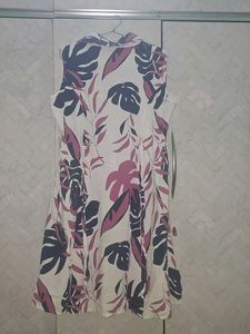 Stylish Leaf Print Button-Up kurti Dress and tunic