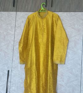 Yellow Silk Kurta - 40