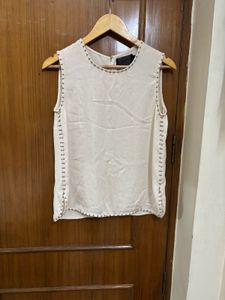 H&M Peach Studded Sleeveless Top