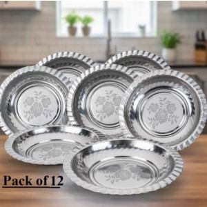 Stainless Steel Dinner Bowls - Set of 12