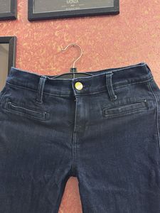 Flared Dark Wash Denim Jeans, Low waist