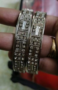 Silver coated bangles with stones