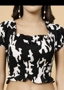 Trendy Smocked Crop Top