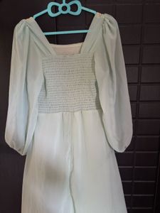 Elegant Mint Green Lace Maxi Dress, size M