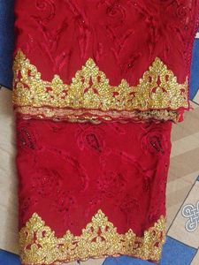 Stunning Red Embroidered Saree