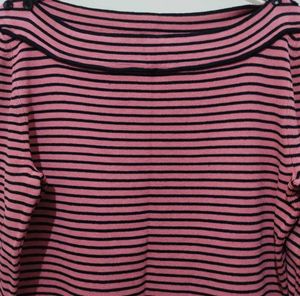 Hillard Hansen Pink Black Striped Boat Neck Top