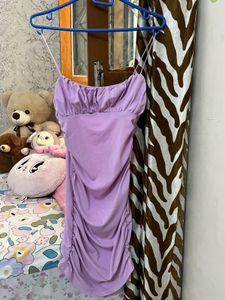 Lilac Ruched Mini Dress